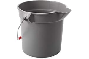 Rubbermaid Commercial Products Brute Heavy-Duty Round Bucket, 10-Quart, Gray, Corrosive-Resistant Pail with Handle for Cleaning/Material Transport, 2.5 Gallon
