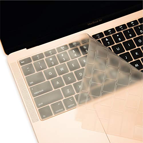 TOP CASE MacBook Air 13 Inch Case A1932 with Retina Display fits Touch ID 2019 2018 Release, 4 in 1 Essential Bundle Crystal Hard Case, Keyboard Cover, Sleeve, Screen Protector,Crystal Clear