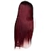ForQueens Ombre Long Straight Wine Red Wig for Women Middle Part Synthetic Burgundy Wig for Black Women Heat Resistant Fiber