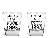 AW Fashions - Legal AF 1998 Birthday Novelty Gag Gifts - 21st Birthday Party Supplies - 2 Pack Round Set of Shot Glass