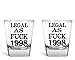 AW Fashions - Legal AF 1998 Birthday Novelty Gag Gifts - 21st Birthday Party Supplies - 2 Pack Round Set of Shot Glass