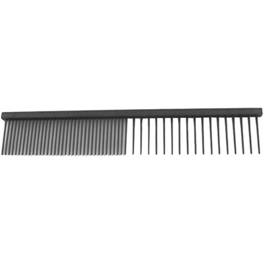 GROOM PROFESSIONAL Black Anti Static Fine/Coarse Dog Comb - Half Coarse/Half Fine Teeth Grooming Comb for Dogs - Pet Hair Comb - Teflon Coating to Reduce Static - 20cm Length