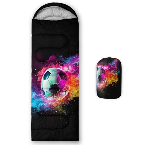 QOOMO Colorful Soccer Printed Camping Sleeping Bag, 31x90inch at Amazon