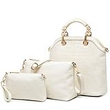 Lady's Jet Set Travel Multifunction Tote Handbag Set Designer Purse Pouch(Beige)