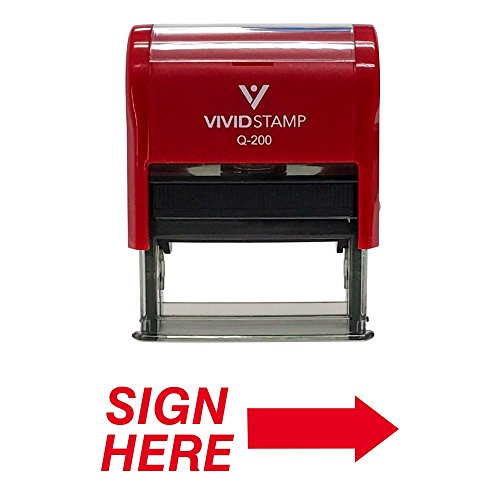 Sign HERE Self Inking Rubber Stamp (Red Ink) - Medium