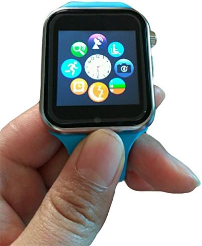 Wireless Bluetooth Smart Watch Wrist Watch Phone with SIM Card Slot camera and NFC bluetooth 3.0 or higher /Easy connection/ Make calls/Support SIM/TF for IOS/Android Above SmartPhones (Blue)