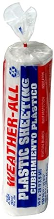 TRM Manufacturing 351025C Weatherall Visqueen Plastic Sheeting, Drop Cloth 10' Wide x 25' Length x 3.5 mil Thickness, Clear