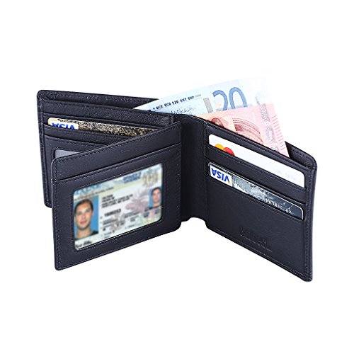 Hoobest rfid blocking genuine leather wallet for men -t…