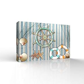 Canvas Wall Art Sailor Ocean Theme Gallery Wrap Prints Modern Home Decoration Ready to Hang - 12x18 inches