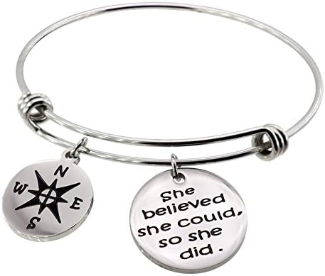 WDSHOW Inspirational Bangle Adjustable Charm Bracelets Graduation Gifts Birthday Present Compass 2017