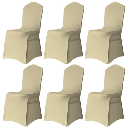 Stuhlabdeckung Champagnerfarben, Vorderseite aus Elastan, flache Schonbezüge, elastischer Stoff, waschbarer Schutzbezug für Hochzeiten, Zeremonien, Ho