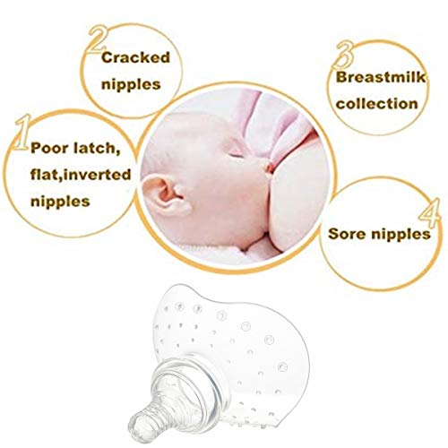 Silicone Contact Nipple Shield with Carrying Case for Breastfeeding Mothers, Massage Granules and Cross Outlet, Lifesaver for Temporary Latch on Difficulties