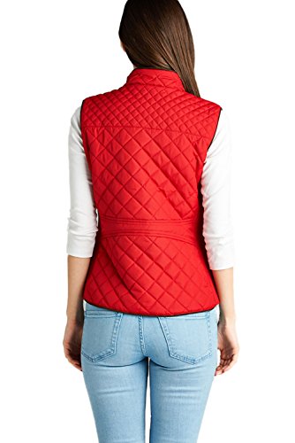 Quilted Padding Vest With Suede Piping Details Sizes from S to 3XL (Red-Medium) - Thumbnail 2