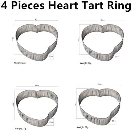 FTFSY Tart Cake Mold For Baking Dessert Ring Art Mousse Silicone 3D Mould Silikonowe Moule Tartlet Pan Pastry Tools,4 Pieces Heart Ring