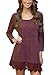 MiYang Women's Purplish Red Long Sleeve A-line Lace Stitching Trim Casual Dress M
