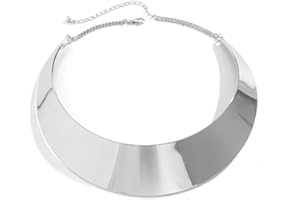 Hewill Chunky Gold Necklace Big Statement Chunky Necklace for Women African Tribe Wide Metal Choker Necklaces Jewelry