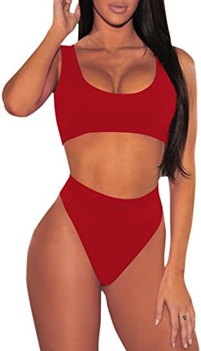 Linsery Women's Push up Bikini Crop Top High Waisted Thong 2 Piece Swimsuit