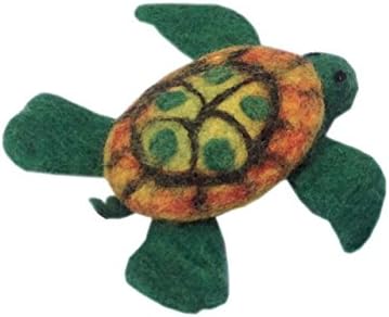 Le Sharma Eco-Turtle Mini 4", Made from Felted Wool, Sturdy and Stuffing-Free, Multi-Color, Cat Toy
