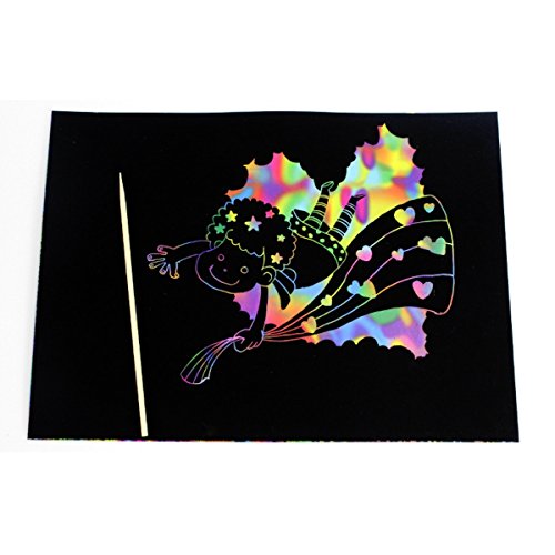 30 Sheet Scratch & Sketch Art papers for Kids Childrens Girls, Scratch Art Rainbow With Three Wood Stylus, Scratch Magic Notes, 7.5" x 10.2"