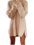 Xuan2Xuan3 Women Side Zipper Long Casual Loose Tunic Knit Pullover Sweater Dress Jumper