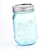 Set of 2 Vintage Blue 100th Anniversary Ball Pint Mason Jars with Lids
