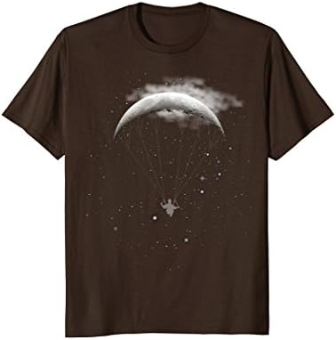 Mens TShirt - paragliding fly to the moon Large Brown