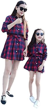 Amazon 木こり チェックシャツ ブラウス レディースファッション 親子ペア ママと娘 家族お母さん子 親子お 揃い服 韓国 ファッション ペアルック Tシャツ ドレス コーデ ワンピース 家族 お揃い 子供服 姉妹 ワンピース チュニック 通販