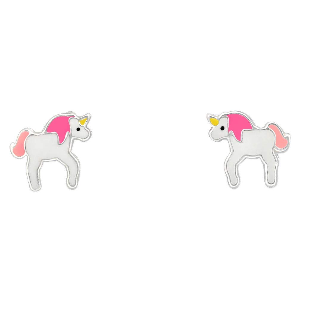 925 Sterling Silver Lightweight Hollow-Back Unicorn Stud Earrings for Women & Girls – Cute Fantasy Jewellery Gift Boxed