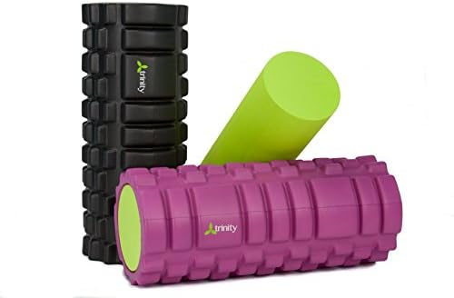 Trinity Yoga Foam Roller 2-in-1 Deep Tissue Massage Grid Exercise Roller (Pink/Lime)