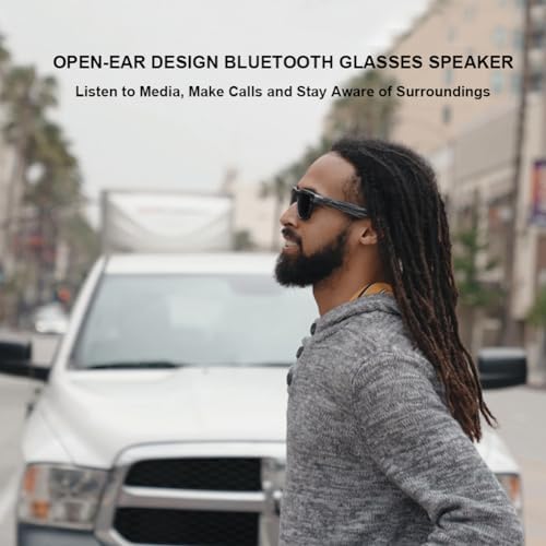 Audio Sunglasses,Voice Control and Open Ear Style Listen Music and Calls with Volumn UP and Down, Bluetooth 5.0 Smart Glasses and IP44 Waterproof Feature for Outdoor Sports