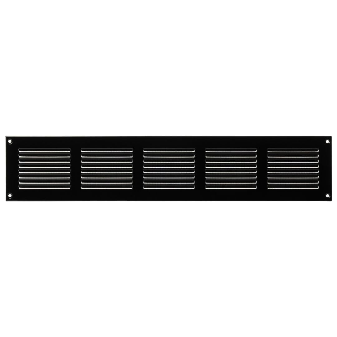 LIRAST 500x100mm / 20x4 inch Black Metal Ventilation Grille - Air Vent Cover with Insect Mesh — image 1