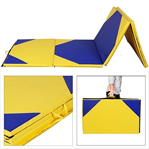 image for Giantex 4'x10'x2 Gymnastics Mat Thick Folding Panel For Gym Fitness wi