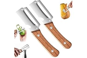 2-in-1 Multifunctional Vegetable Peeler for Kitchen with Ultra-Sharp Stainless Steel Blade & Ergonomic Wood Handle - Effortle