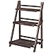 Giantex 3 Tier Folding Wooden Plant Stand, Indoor Flower Pot Holder Display Rack, Free Installation Corner Plants Storage Shelf, Foldable Rustic Wood Ladder Shelf for Home Patio Balcony Garden