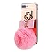 iPhone 8 Plus Case, iPhone 7 Plus Case for Girls, Cute Fashion Fluffy Fur Ball Bowknot with Ultra Slim-Fit Anti-Scratch Mirror Back TPU Case Cover for iPhone 7 Plus(2016)/ iPhone 8 Plus(2017)(Pink)
