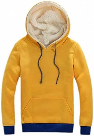 Musamk On Sale Mens Casual 2 Color Thicken Hoodie Sweatshirts YellowX-Large