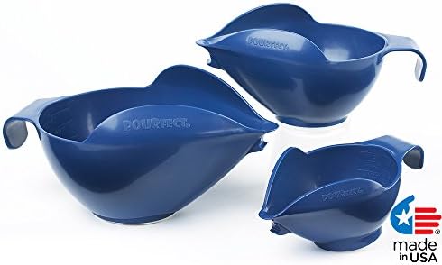 POURFect 3 Pc Spill-Free Mixing Bowl Set -- 1-2-4 Cup -- Made in USA (Blue Willow)
