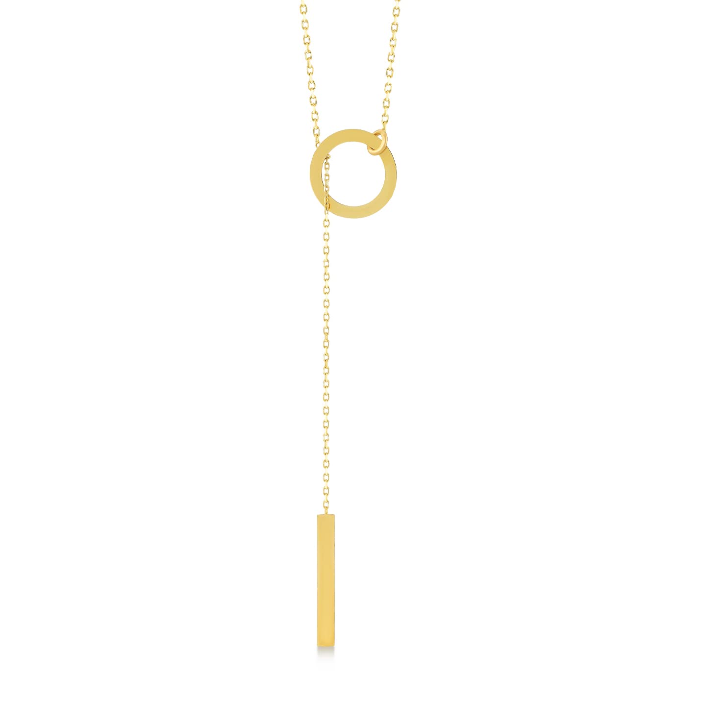Gelin 14K Solid Gold Bar Y-Necklace For Women Dainty Lariat