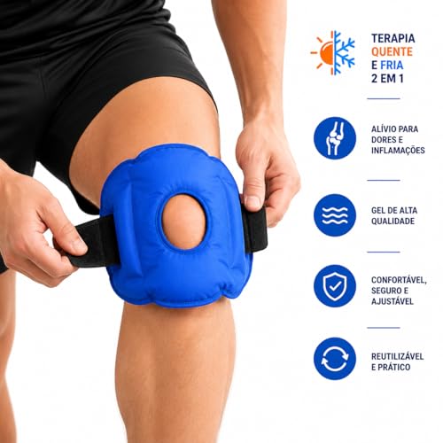 Bolsa Térmica para Joelho Gel Quente e Frio – Compressa Reutilizável para Dor, Inchaço, Inflamação e Recuperação Muscular