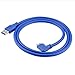 Bluwee SuperSpeed USB 3.0 Cable - Type A Male to Right Angle Micro-B Cord - 2 Feet(0.6 Meters) - Round Blue