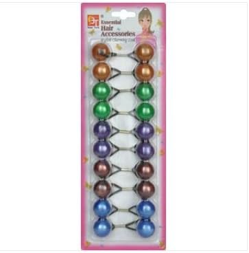 Twinbead Bubble Ponytail Holders, 20mm, 10Pcs. (Multi-Metalic)