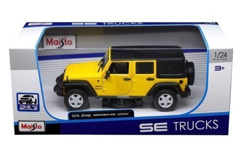 New 1:24 W/B SPECIAL TRUCKS EDITION - YELLOW 2015 JEEP WRANGLER UNLIMITED Diecast Model Car By Maisto