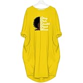 WbJetr Women's Long Sleeve Pocket Dress Black Woman Afro Brave Blessed Tunic Tops