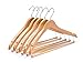 Amber Home Contoured Wooden Hangers Sturdy Wood Suit Coat Clothes Hangers Clothing Hangers with Locking Bar Chrome Hook Pack of 5 (Natural)