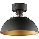 Maxim Dawn - 1 Light Semi-Flush Mount-9 Inches Tall and 12 Inches Wide-Antique Brass/Black Finish