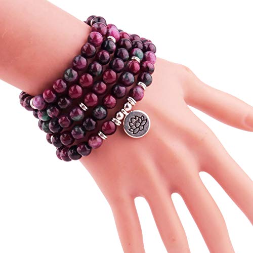 GVUSMIL 108 Mala Beads Wrap Bracelets Charm Natural Gemstone Colorful Mala Bead Bracelet