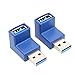 VCZHS USB3.0 AM to AF L Shape Converter Adapter USB 3.0 A Male to A Female 90 Degree Angle Plug Blue (Pack of 2)