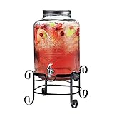 Style Setter 210263-gb Main Street Beverage Dispenser with Galvanized Lid & Stand, Clear