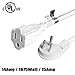 FIRMERST 1875W Low Profile Flat Plug 2Ft Extension Cord 14AWG 15A White UL Listed
