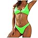 Trajes De Baño De Dos Piezas para Mujer Traje De Baño Brasileño De Cintura Alta De Color Sólido Sexy,Green,Mthumb 1